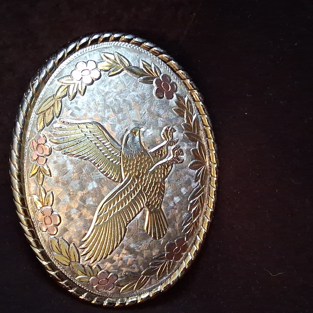 vintage 70’s eagle floral belt buckle only, no belt